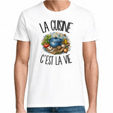 T-shirt Homme Blanc La cuisine c'est la vie