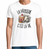 T-shirt Homme Blanc La pâtisserie c'est la vie