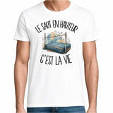 T-shirt Homme Blanc Le saut en hauteur c'est la vie