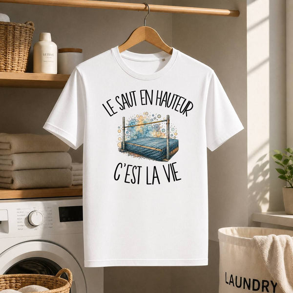 T-shirt Homme Blanc Le saut en hauteur c'est la vie