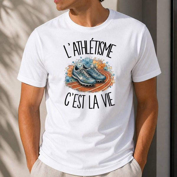 T-shirt Homme Blanc L'athlétisme c'est la vie