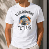 T-shirt Homme Blanc Le saut en parachute c'est la vie