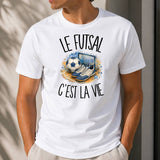 T-shirt Homme Blanc Le futsal c'est la vie