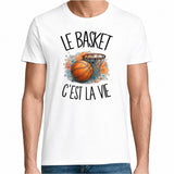 T-shirt Homme Blanc Le basket c'est la vie
