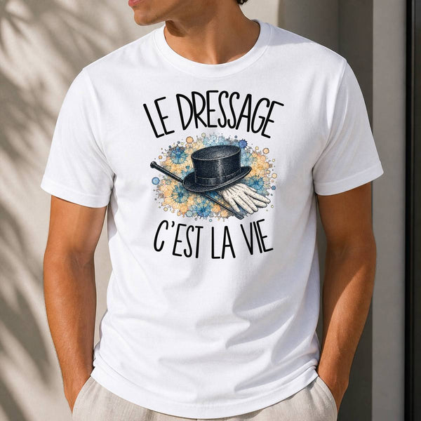 T-shirt Homme Blanc Le dressage c'est la vie