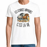 T-shirt Homme Blanc Les courses hippiques c'est la vie