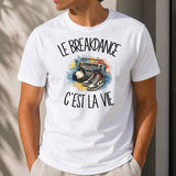 T-shirt Homme Blanc Le breakdance c'est la vie