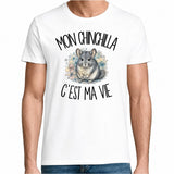 T-shirt Homme Blanc Mon chinchilla c'est ma vie