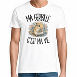 T-shirt Homme Blanc Ma gerbille c'est ma vie