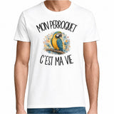 T-shirt Homme Blanc Mon perroquet c'est ma vie