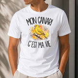 T-shirt Homme Blanc Mon canari c'est ma vie