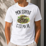 T-shirt Homme Blanc Mon serpent c'est ma vie