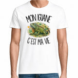 T-shirt Homme Blanc Mon iguane c'est ma vie