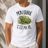 T-shirt Homme Blanc Mon iguane c'est ma vie