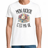 T-shirt Homme Blanc Mon axolotl c'est ma vie