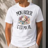 T-shirt Homme Blanc Mon axolotl c'est ma vie