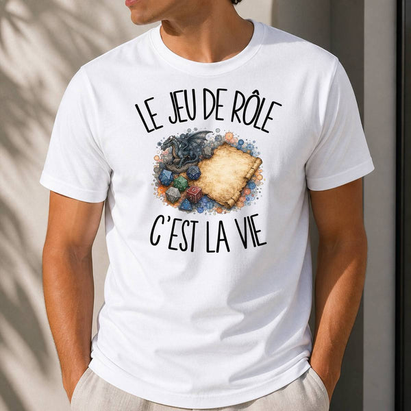 T-shirt Homme Blanc Le jeu de rôle c'est la vie