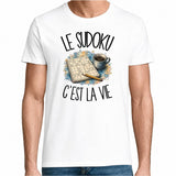 T-shirt Homme Blanc Le sudoku c'est la vie