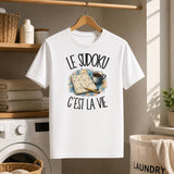 T-shirt Homme Blanc Le sudoku c'est la vie