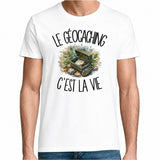 T-shirt Homme Blanc Le géocaching c'est la vie