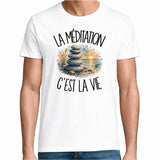 T-shirt Homme Blanc La méditation c'est la vie