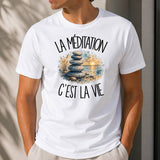 T-shirt Homme Blanc La méditation c'est la vie