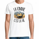 T-shirt Homme Blanc La fondue c'est la vie