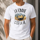 T-shirt Homme Blanc La fondue c'est la vie