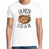 T-shirt Homme Blanc La pizza c'est la vie