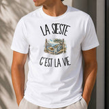 T-shirt Homme Blanc La sieste c'est la vie