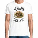 T-shirt Homme Blanc Le sauna c'est la vie