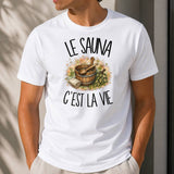 T-shirt Homme Blanc Le sauna c'est la vie