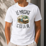 T-shirt Homme Blanc Le massage c'est la vie