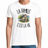 T-shirt Homme Blanc La famille c'est la vie