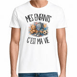T-shirt Homme Blanc Mes enfants c'est ma vie