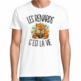 T-shirt Homme Blanc Les renards c'est la vie