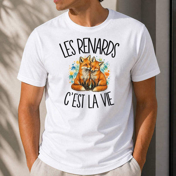 T-shirt Homme Blanc Les renards c'est la vie