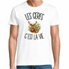 T-shirt Homme Blanc Les cerfs c'est la vie