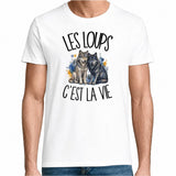 T-shirt Homme Blanc Les loups c'est la vie