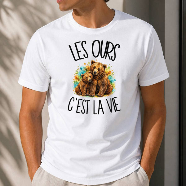 T-shirt Homme Blanc Les ours c'est la vie