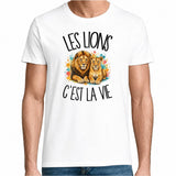 T-shirt Homme Blanc Les lions c'est la vie