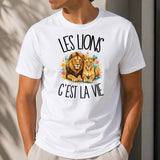 T-shirt Homme Blanc Les lions c'est la vie