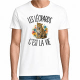 T-shirt Homme Blanc Les léopards c'est la vie