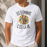 T-shirt Homme Blanc Les éléphants c'est la vie