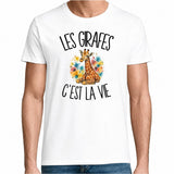 T-shirt Homme Blanc Les girafes c'est la vie
