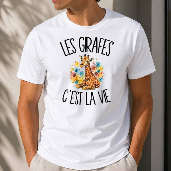 T-shirt Homme Blanc Les girafes c'est la vie
