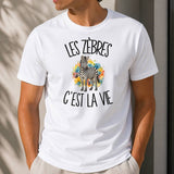T-shirt Homme Blanc Les zèbres c'est la vie