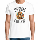 T-shirt Homme Blanc Les singes c'est la vie