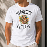 T-shirt Homme Blanc Les paresseux c'est la vie