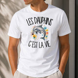 T-shirt Homme Blanc Les dauphins c'est la vie